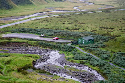 The car park and the visitor centre