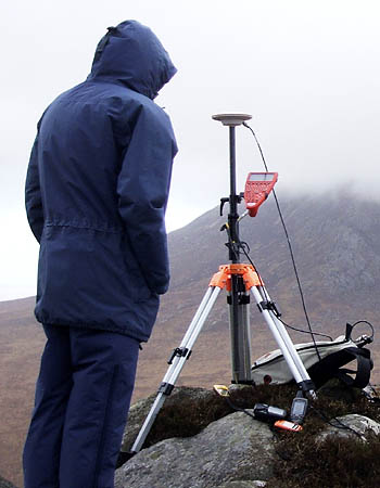 Mystery shrouds the latest survey results by the amateur hill sleuths. Here, a GPS antenna and data handling device are being used on a previous outing