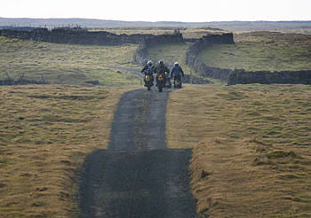Bike riders on Cam High Road, in the Yorkshire Dales