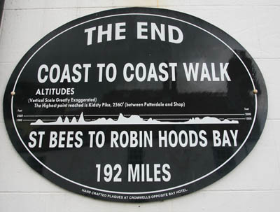 The End: a plaque on the Bay Hotel, Robin Hood's Bay