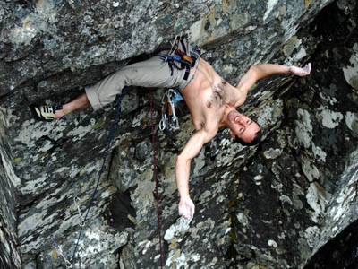 Dave MacLeod on Echo Wall. Hopefully hell be wearing a few more clothes for his Nevis winter climbs