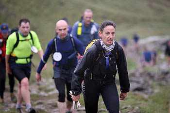 Competitors make the climb to Ingleborough, the first fell on the route