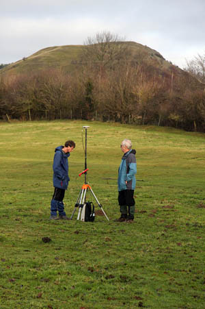 Graham Jackson and John Barnard operating the differential GPS at the col of Earl’s Hill.  The summit of the hill is in the background