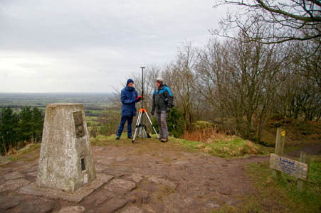 Graham Jackson and Myrddyn Phillips operating the differential GPS on the summit of Raw Head