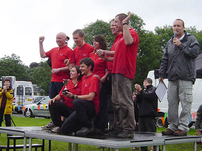 The Patterdale team celebrates it victory in the It's A Knockout contest