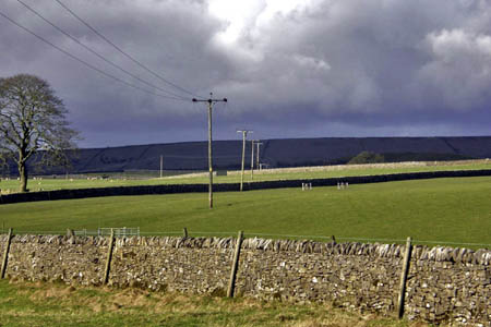 Overhead wires at Perryfoot in the Peak District before undergrounding