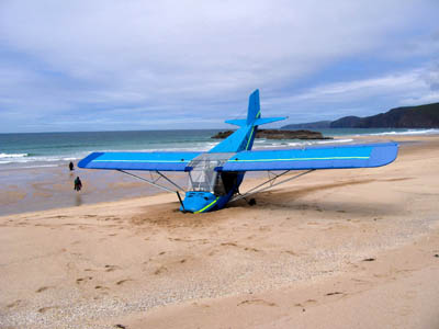 Keith Browns microlight embedded in the Sandwood Bay beach