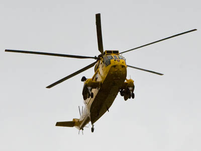 A Sea King from RAF Valley flew Mr Griffith to hospital