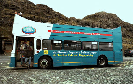 A Sherpa Bus at Pen-y-Pass. Photo: Ancient Brit