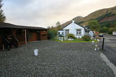 Ben More Lodge and The Hut, centre left