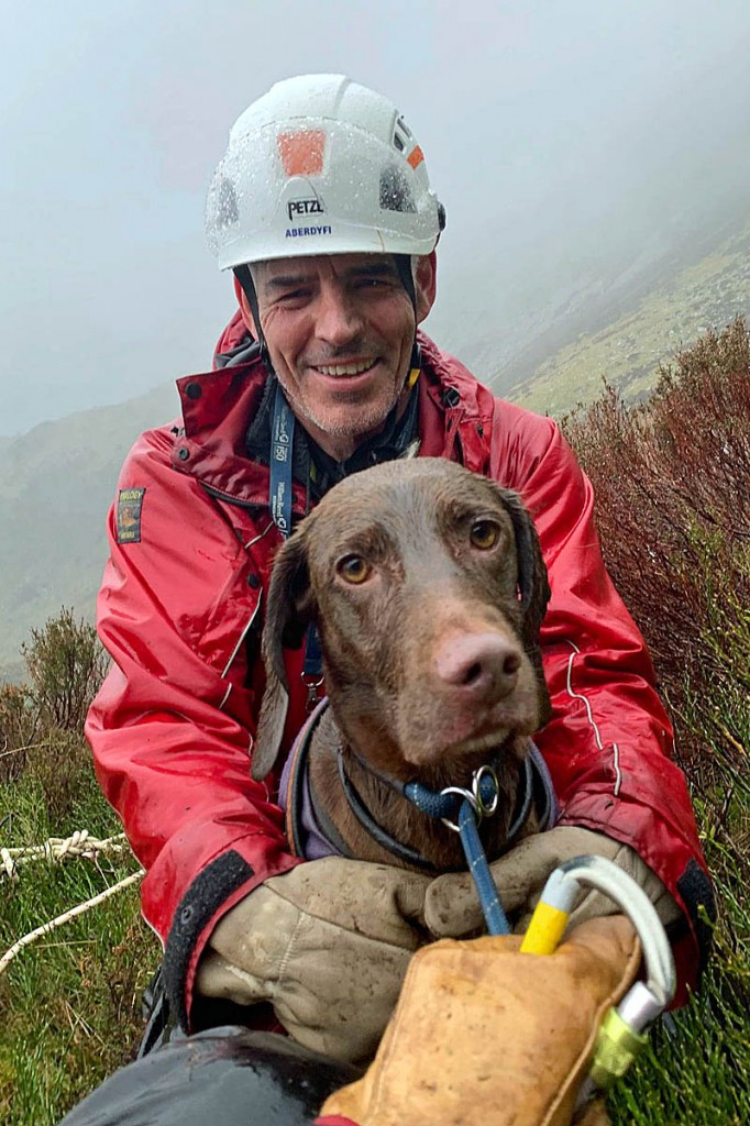 Betsy safe in the arms of a team member. Photo: Aberdyfi SRT