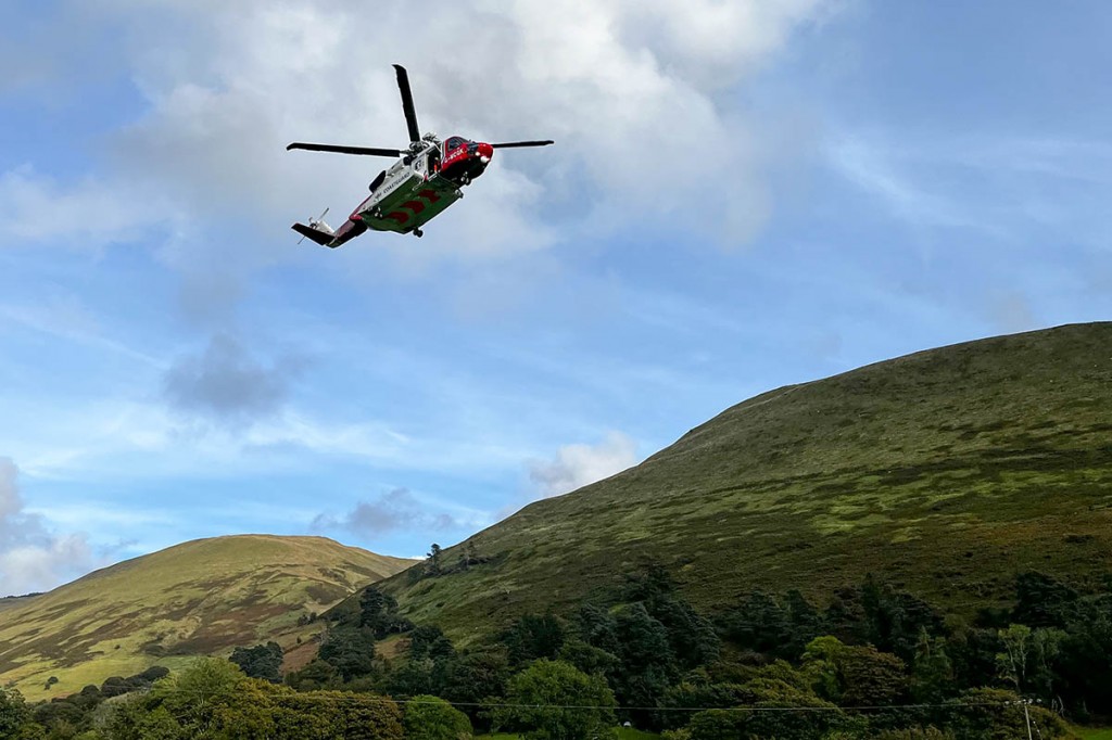 The Coastguard helicopter flew to the scene. Photo: Aberdyfi SRT