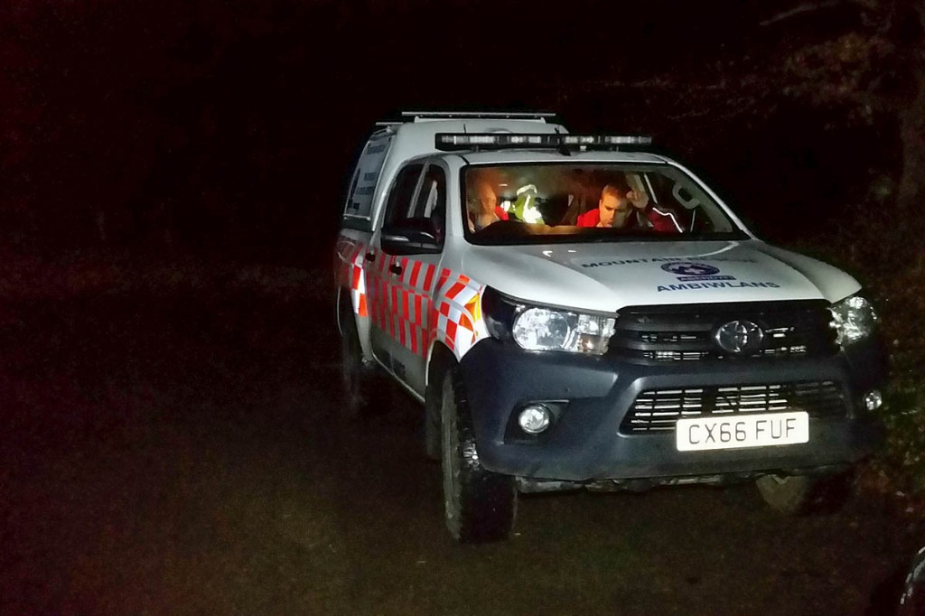 The team's rescue vehicle at the foot of the mountain. Photo: Aberdyfi SRT The team's rescue vehicle at the foot of the mountain. Photo: Aberdyfi SRT