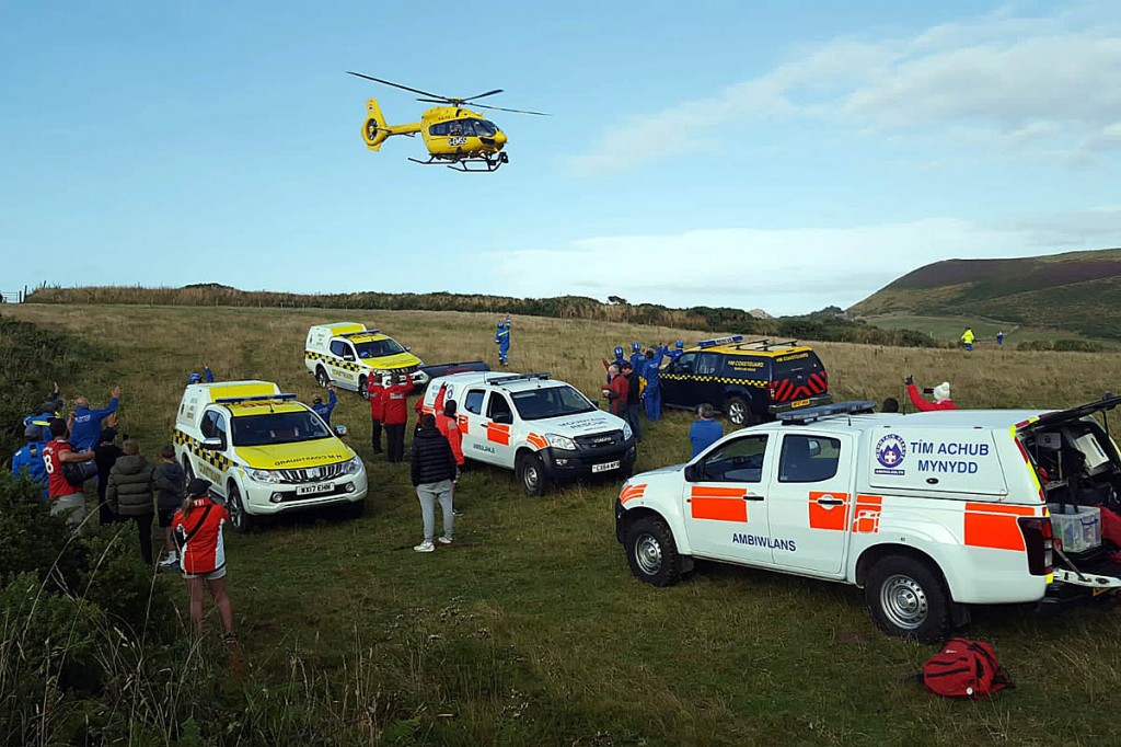 The scene at the rescue site on the Llŷn Peninsula. Photo: Aberglaslyn MRT