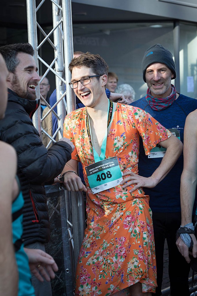 Don't ask: Adam Perry prepares for the trail run. Photo: Bob Smith/grough Don't ask: Adam Perry prepares for the trail run. Photo: Bob Smith/grough