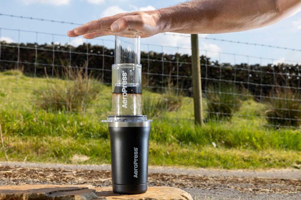The plunger forces the coffee through the filter and into the mug. Photo: Bob Smith Photography The plunger forces the coffee through the filter and into the mug. Photo: Bob Smith Photography