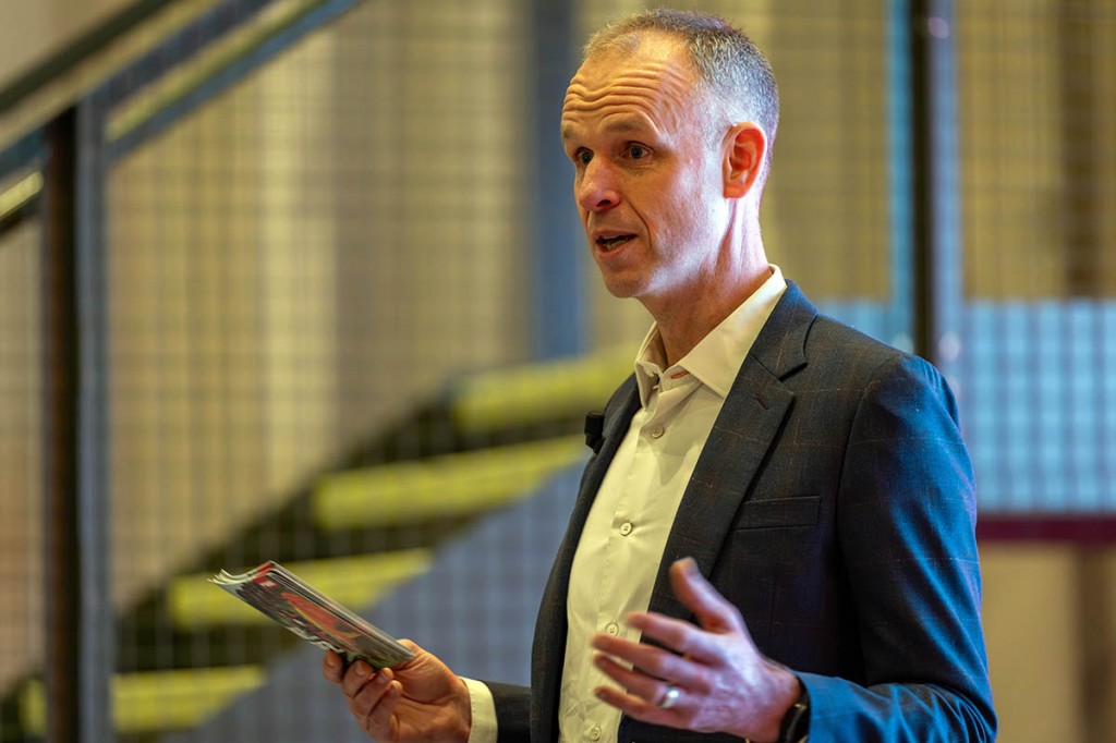 British Mountaineering Council's chief executive Paul Ratcliffe announces the news. Photo: Bob Smith Photography