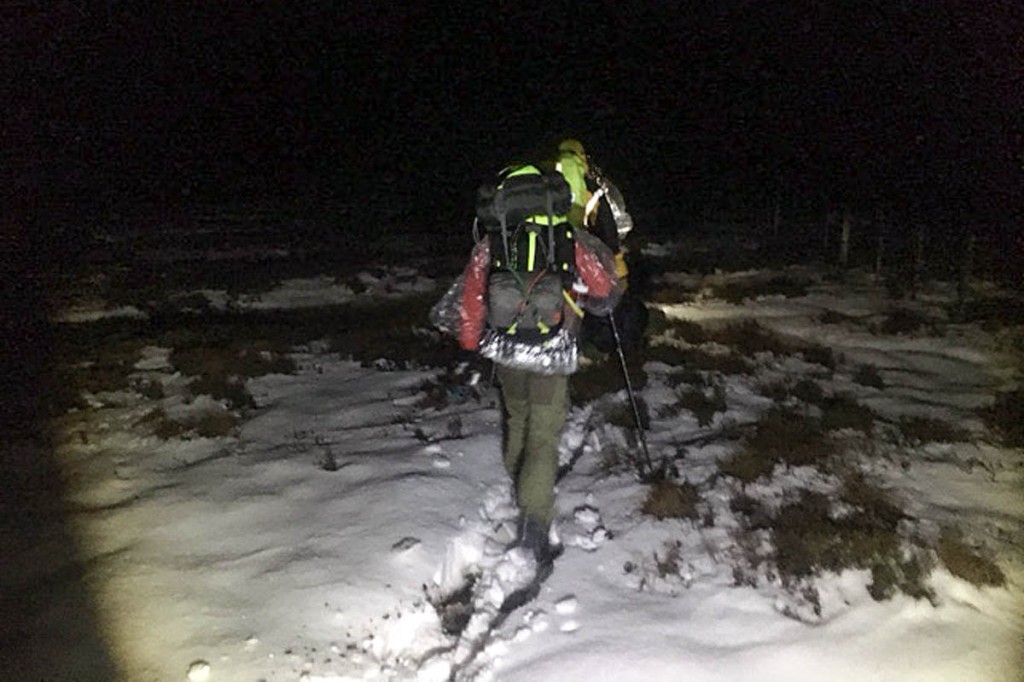 The two walkers were led to safety from the Border Ridge. Photo: BSARU The two walkers were led to safety from the Border Ridge. Photo: BSARU