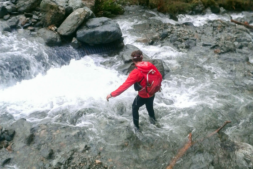 Duncan Buchanan tackles a swollen river Duncan Buchanan tackles a swollen river