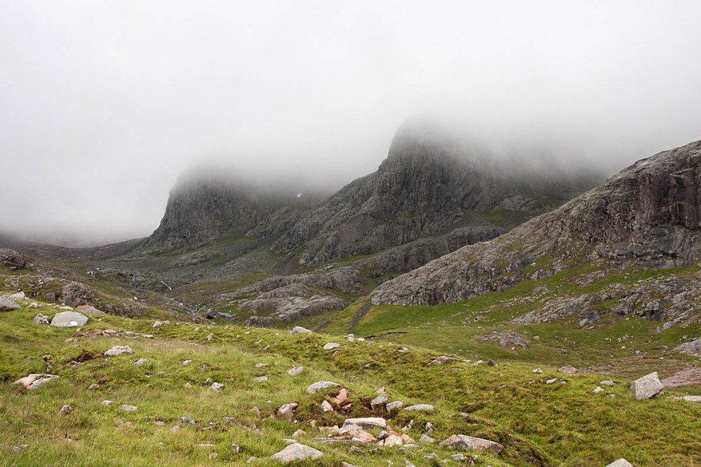 Ben Nevis's North Face is in cloud, the team said. Photo: Bob Smith/grough Ben Nevis's North Face is in cloud, the team said. Photo: Bob Smith/grough