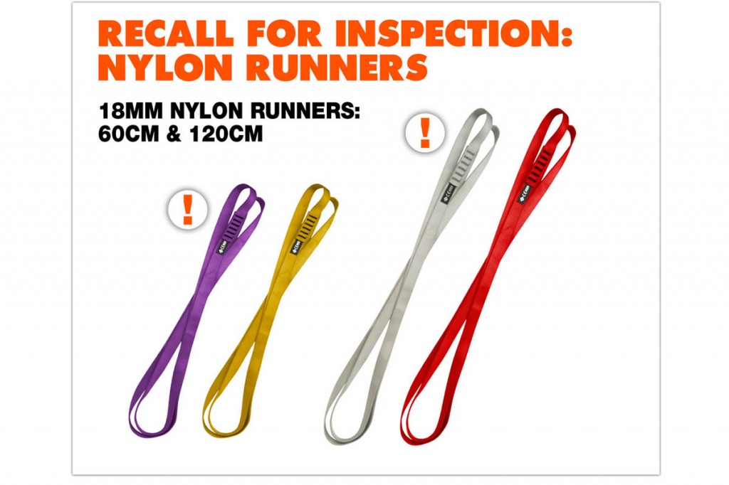Users of Black Diamond Nylon Runners should check their slings