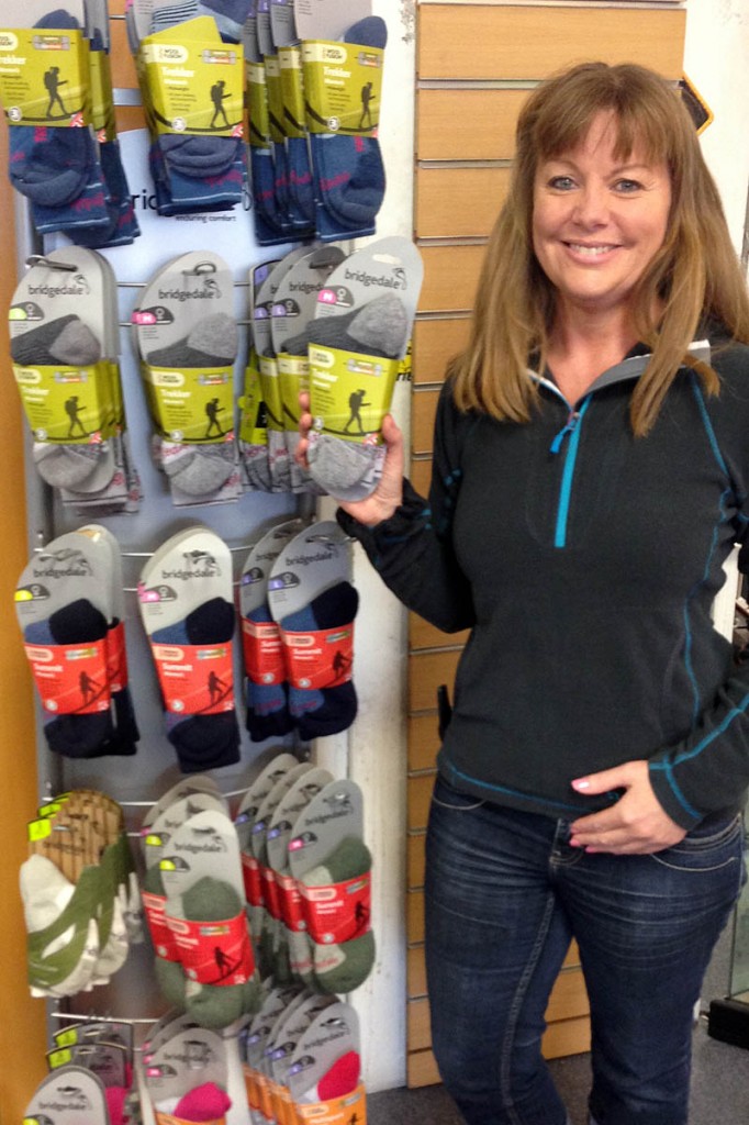 Carolyn Dunn with some of the Bridgedale range of socks