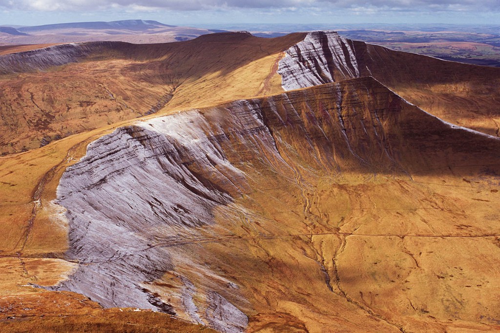 The Brecon Beacons from the air. Photo: Adrian Warren and Dae Sasitorn