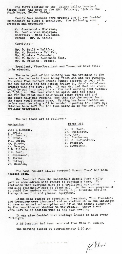 The minutes from the inaugural meeting in 1966 The minutes from the inaugural meeting in 1966