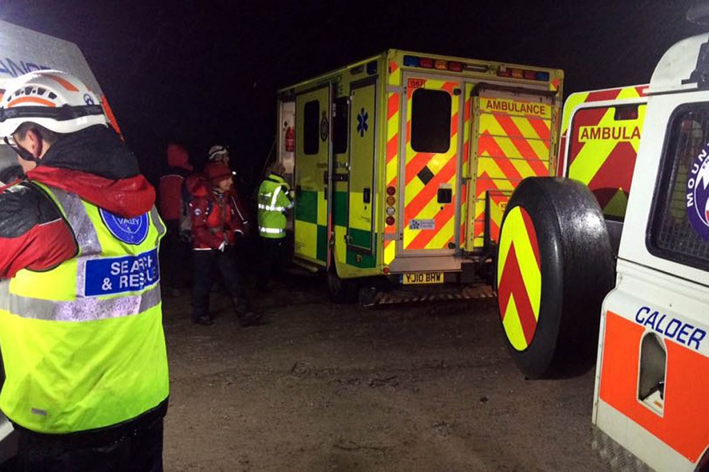 The man was driven a team Land Rover to a waiting ambulance. Photo: Calder Valley SRT The man was driven a team Land Rover to a waiting ambulance. Photo: Calder Valley SRT