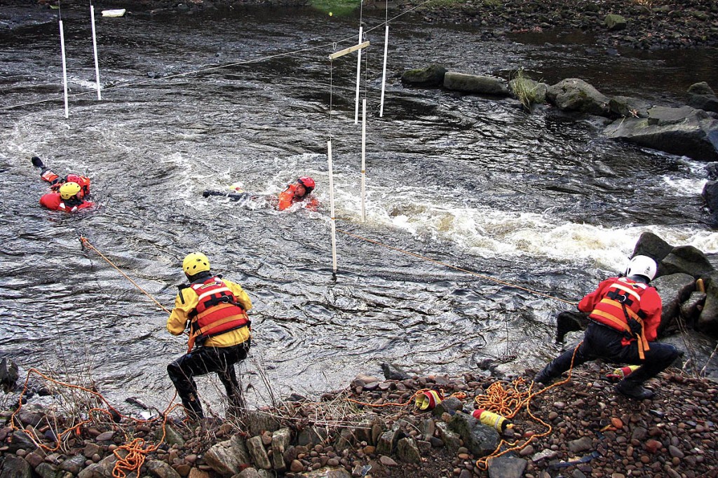 Rescue team members practise their swiftwater skills in the River Calder. Photo: Calder Valley SRT Rescue team members practise their swiftwater skills in the River Calder. Photo: Calder Valley SRT