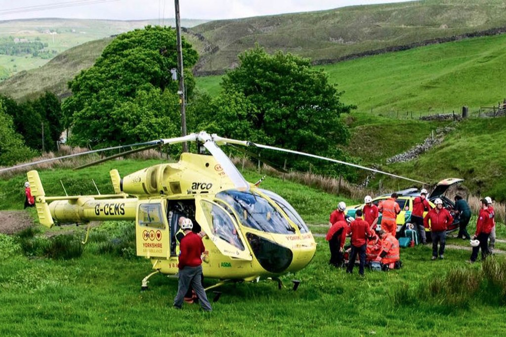 Rescuers at the scene of the mountain biking incidents near Todmorden. Photo: Calder Valley SRT