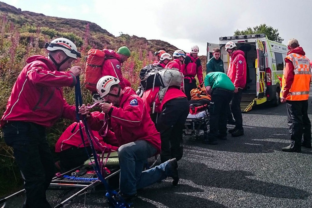 Search and rescue team members and ambulance staff at the site. Photo: Calder Valley SRT Search and rescue team members and ambulance staff at the site. Photo: Calder Valley SRT