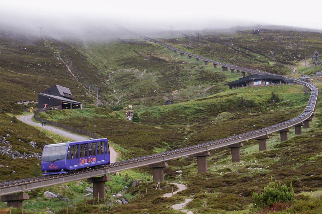 The funicular railway on Cairn Gorm. Photo: Peter S CC-BY-SA-2.0 The funicular railway on Cairn Gorm. Photo: Peter S CC-BY-SA-2.0