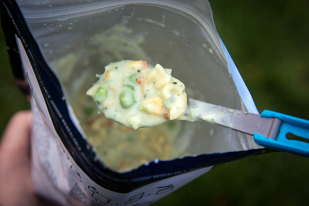 Camp food in pouches offers convenience at the end of a day on the hill. Photo: Bob Smith/grough