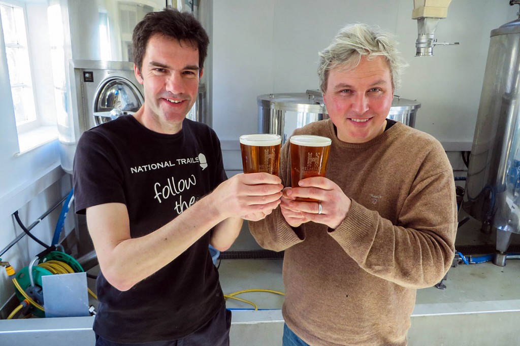 Malcolm Hodgson and Kyle Boote with the official Cleveland Way ale