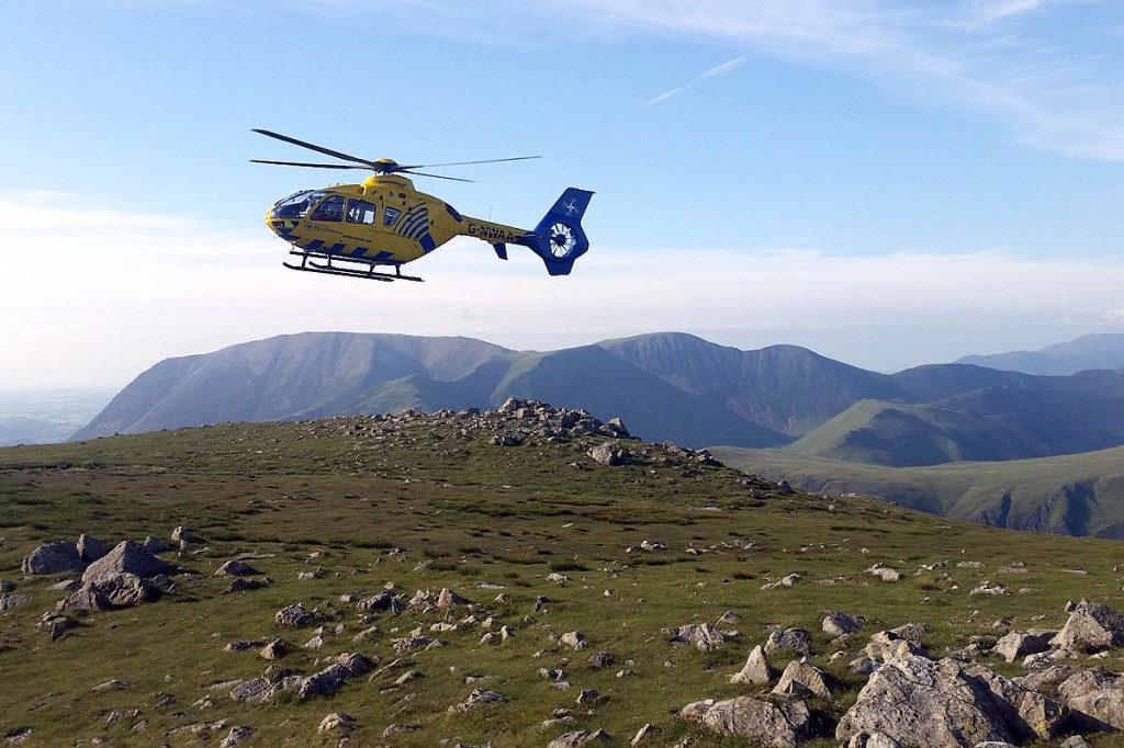 The air ambulance was able to land on High Crag. Photo: Cockermouth MRT