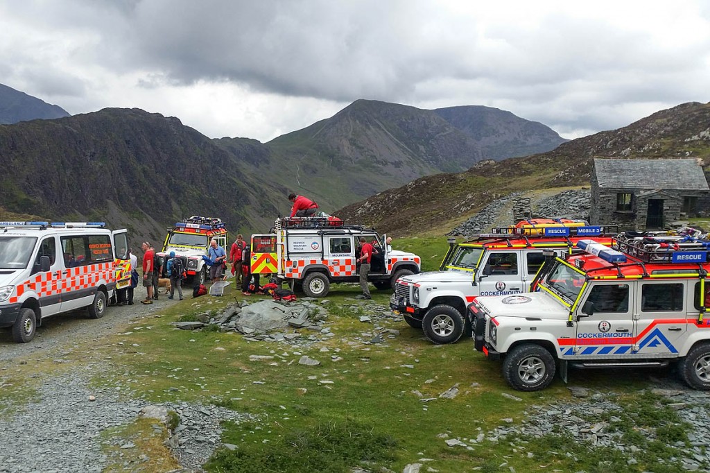 Vehicles from both teams at the scene near Honister. Photo: Cockermouth MRT Vehicles from both teams at the scene near Honister. Photo: Cockermouth MRT