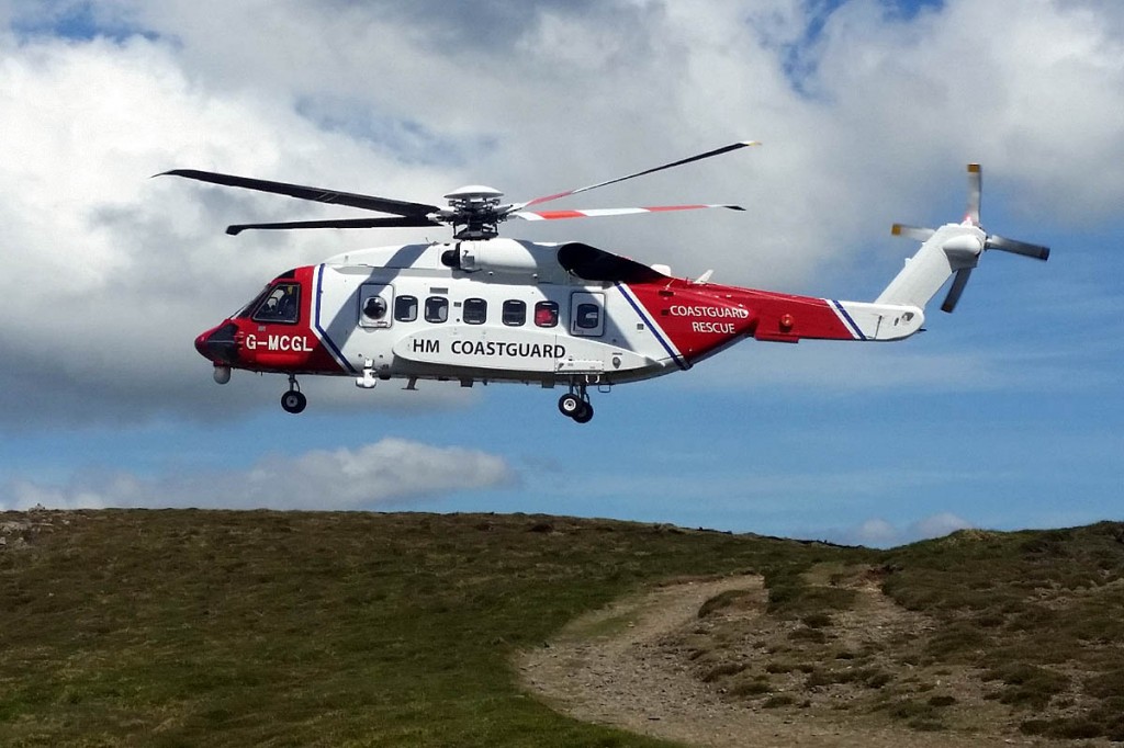 The Coastguard helicopter at the scene. Photo: Cockermouth MRT