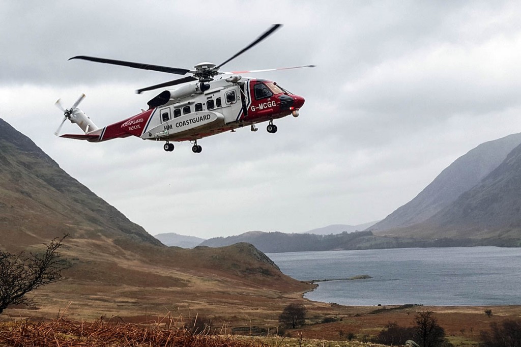 The Coastguard helicopter at the scene. Photo: Cockermouth MRT The Coastguard helicopter at the scene. Photo: Cockermouth MRT