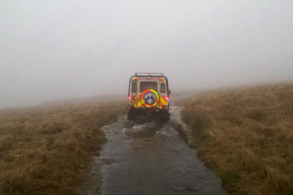 One of the team vehicles makes its way across the moor during the rescue. Photo: DSRTA