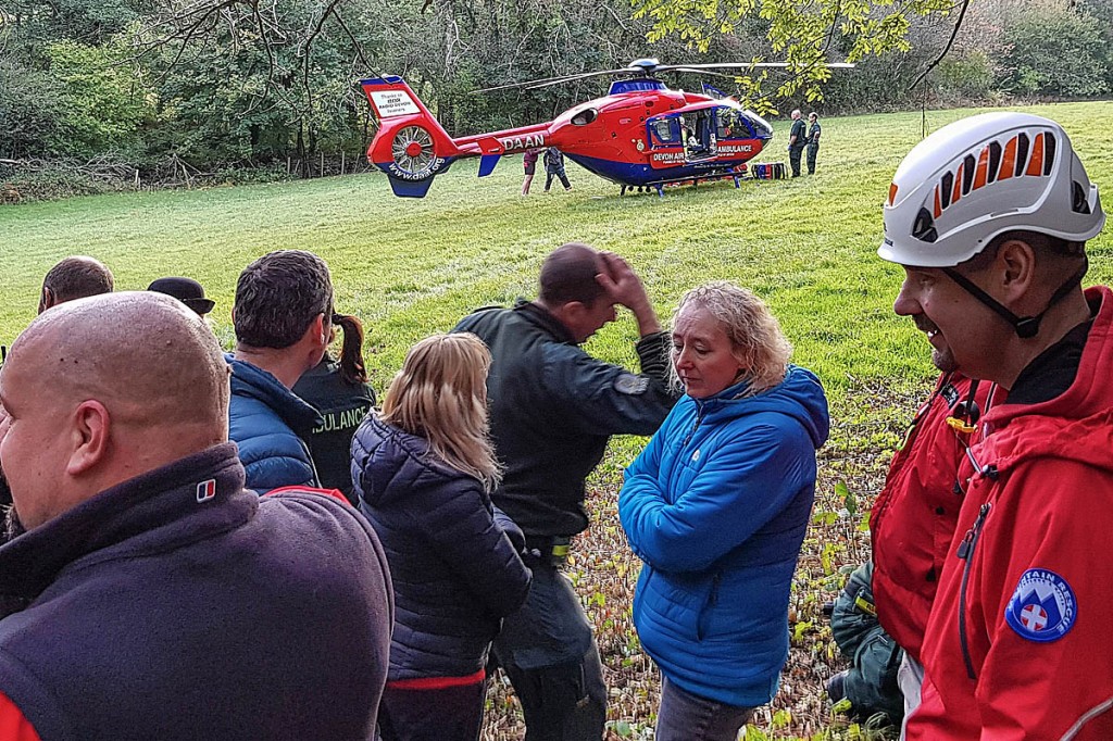 Rescuers at the scene of the girl's fall. Photo: Dartmoor Search and Rescue Ashburton Rescuers at the scene of the girl's fall. Photo: Dartmoor Search and Rescue Ashburton