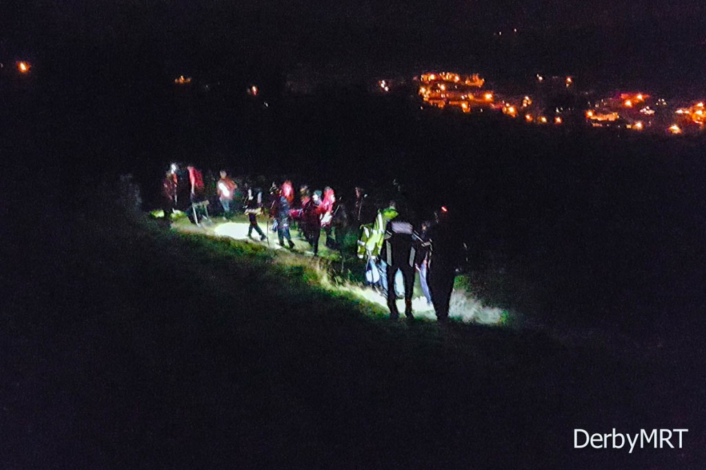 Derby team members in action during the rescue of the walker. Photo: Derby MRT