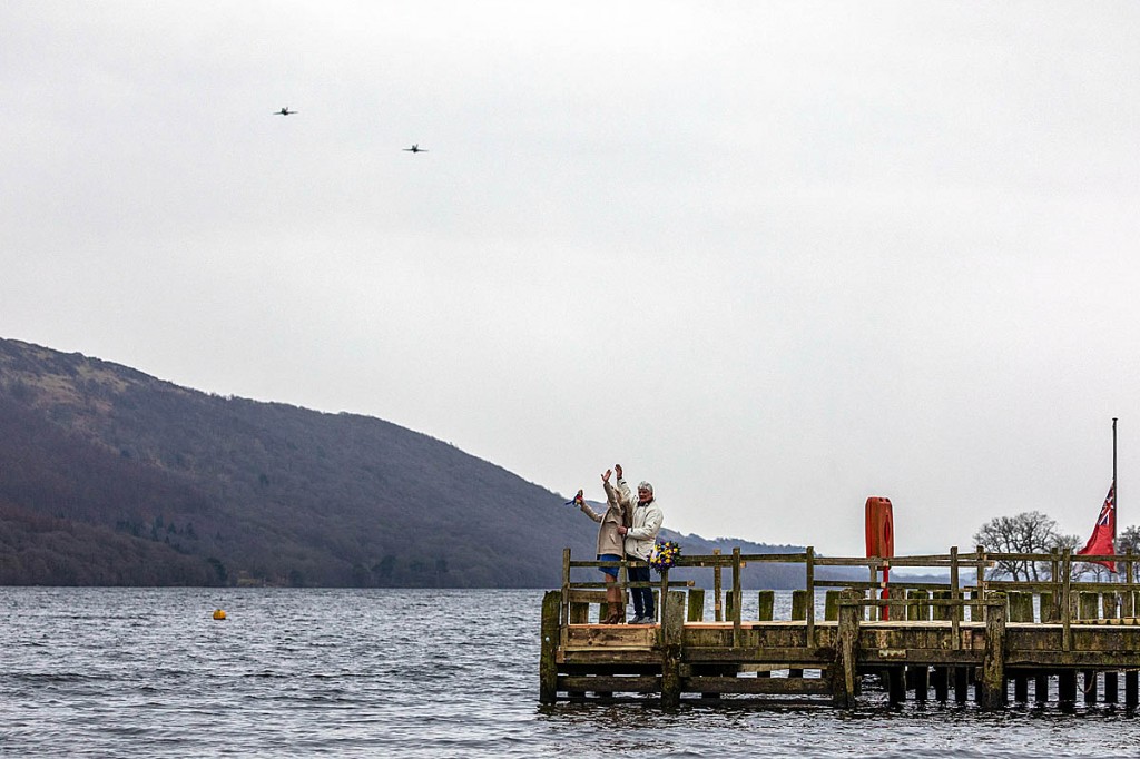 RAF Hawks fly past during the event at Coniston Water. Photo: Sgt Peter Devine/ RAF/MOD Crown Copyright