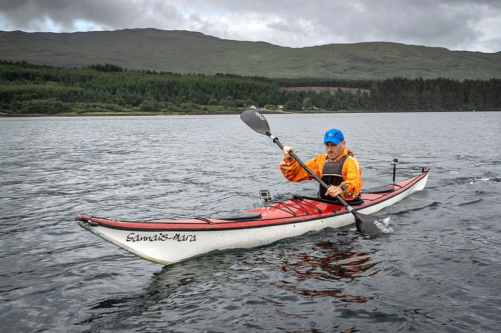 The runner kayaked between Mull and the mainland The runner kayaked between Mull and the mainland