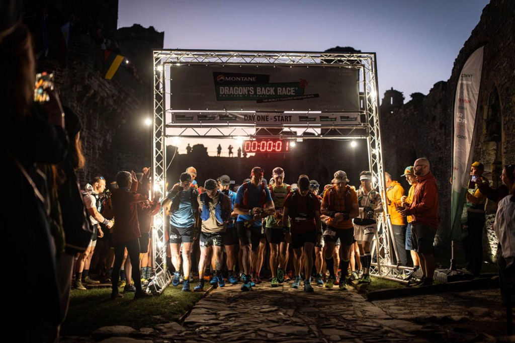 The race gets underway at Conwy Castle. Photo: Montane Dragon's Back Race/No Limits Photography
