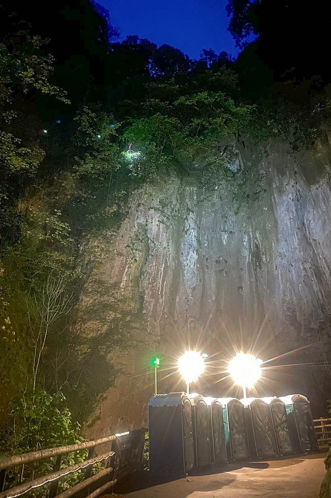 The rescue scene above the cavern entrance. Photo: Edale MRT The rescue scene above the cavern entrance. Photo: Edale MRT