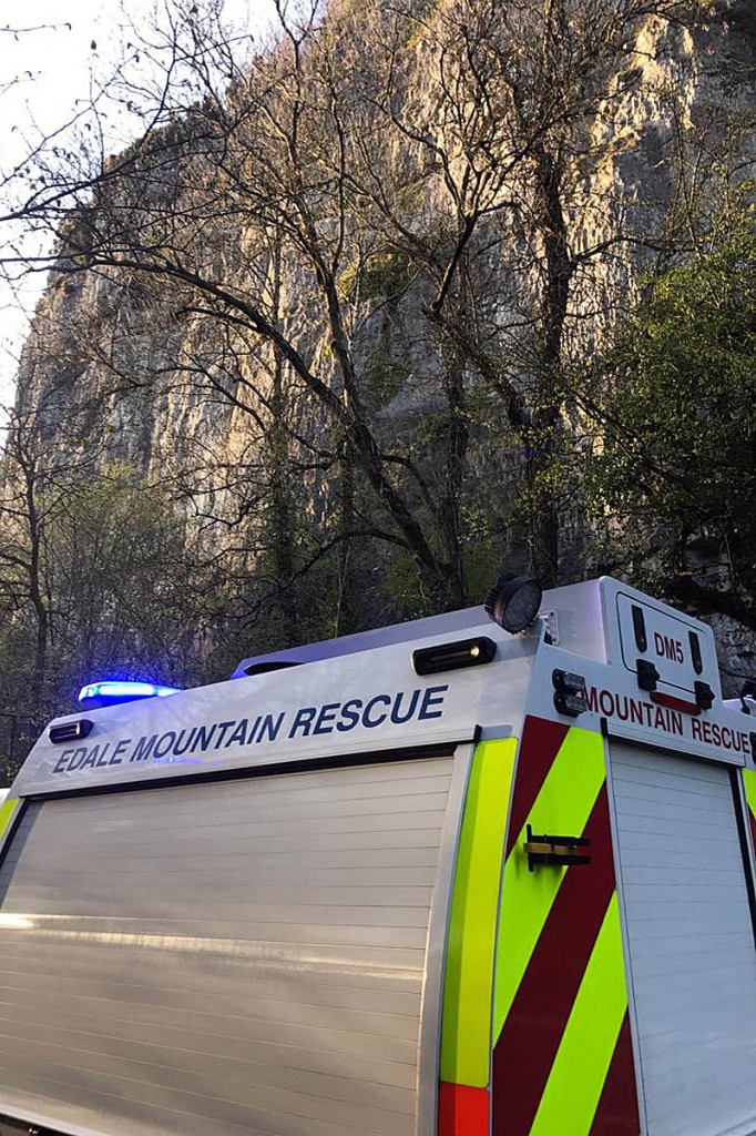 A rescue team vehicle at the scene. Photo: Edale MRT