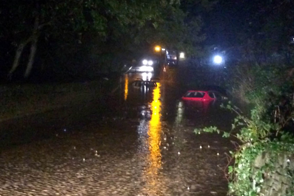The scene during the flood at Hathersage. Photo: Edale MRT The scene during the flood at Hathersage. Photo: Edale MRT