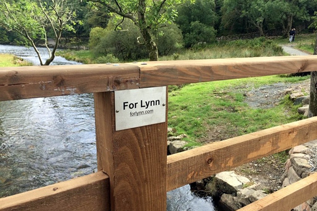 A plaque in memory of Lynn on the bridge