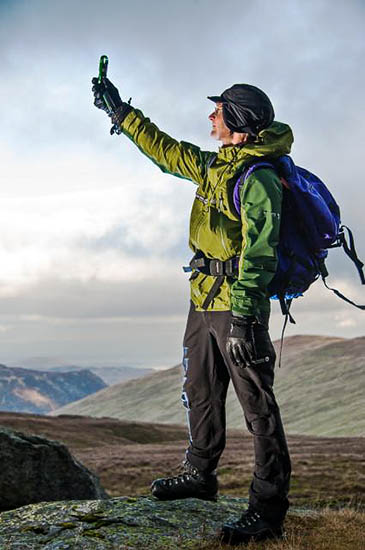 Fell-top assessor Jon Bennett tests weather conditions on Helvellyn Fell-top assessor Jon Bennett tests weather conditions on Helvellyn